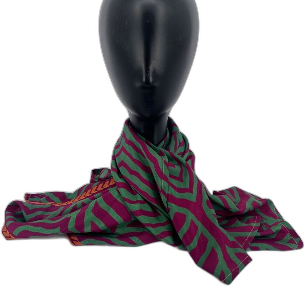 Darn Good Furoshiki Scarf Wrap‎ 36" Square Made Sustainably in India Green Pink